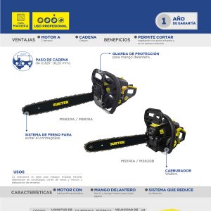 Motosierra a gasolina 20", 45cc Surtek