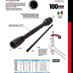 Llave de artillería fosfatizada doble boca hexagonal combinada, 1-1/16" x 33 mm Urrea