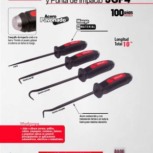 Juego de ganchos y puntas de impacto 10", 4 piezas Urrea