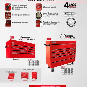 Gabinete superior 8 gavetas color rojo serie X 41 Urrea