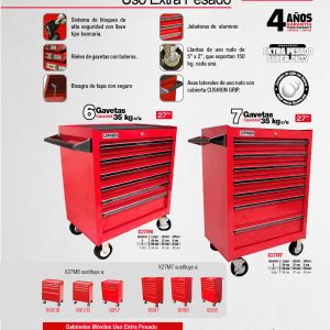 Gabinete móvil 6 gavetas color rojo serie X 27" Urrea