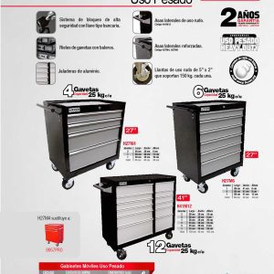 Gabinete móvil 6 gavetas color negro serie H 27" Urrea