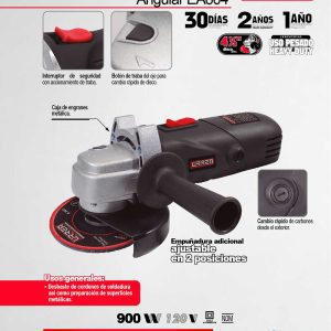 Mini esmeriladora angular 4-1/2" 900 W 120 V, 11000 RPM Urrea