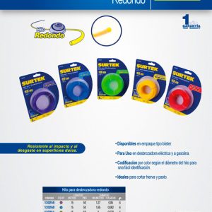 Nailon redondo para desbrozadora en blíster, 2.4 mm x 12 m Surtek