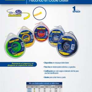 Nailon redondo para desbrozadora doble blíster, 2 mm x 120 m Surtek