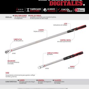 Torquímetro digital cuadro de 1/4", 24-240 in-lb Urrea