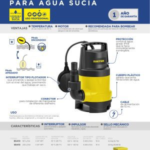 Bomba sumergible para agua sucia 1 HP 120 V Surtek