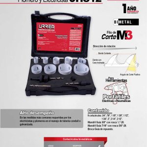 Juego de cortacírculos bimetálicos, 12 piezas Urrea