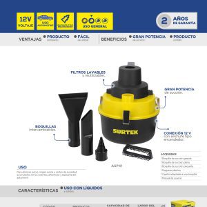 Juego de boquillas para aspiradora ASP41, 5 piezas Surtek