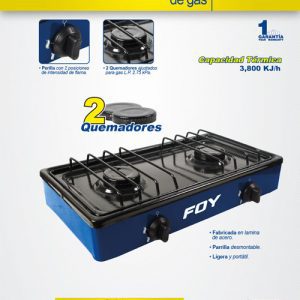 Estufa de gas 2 quemadores color beige Foy