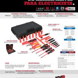 Juego combinado de herramientas para electricista, 23 piezas Urrea