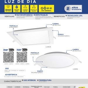 Luminario de LED empotrable redondo 6 W, luz de día Surtek