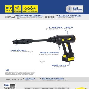 Pistola de lavado inalámbrica a batería Li-ion 350 W, 18 V Surtek