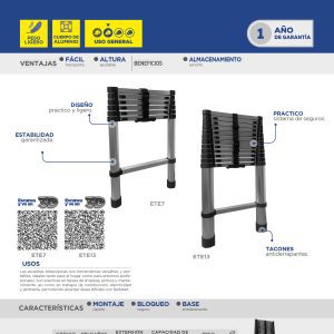 Escalera telescopica de aluminio con 13 peldaños Surtek