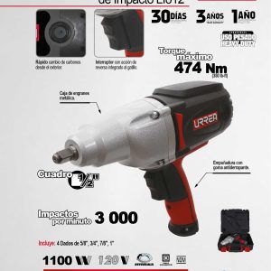 Pistola de impacto eléctrica 1/2" 1,100 W 120 V Urrea
