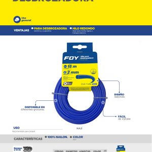 Nailon redondo para desbrozadora en tarjeta, 2.7 mm x 12 m Foy