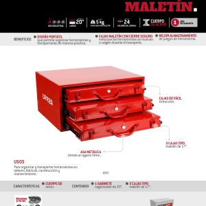 Gabinete superior con 3 cajas tipo maletÍn 20" Urrea