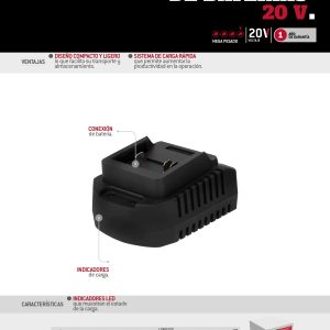 Cargador de baterías 20 V, 2.5 Ah Urrea