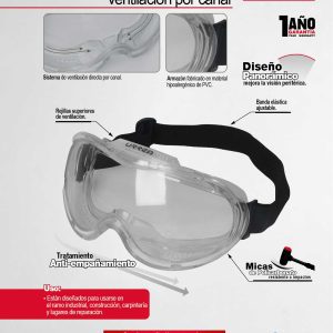 Goggles de seguridad diseño panorámico, transparentes Urrea