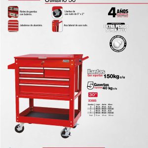 Carro utilitario de lámina 5 gavetas 30" Urrea