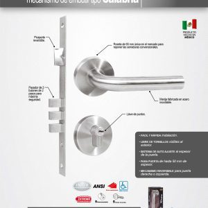 Manija Calabria para entrada función doble, mecanismo embutir, en caja Proforza