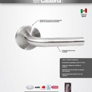 Manija tubular Calabria función de paso, acero inoxidable, en caja Proforza