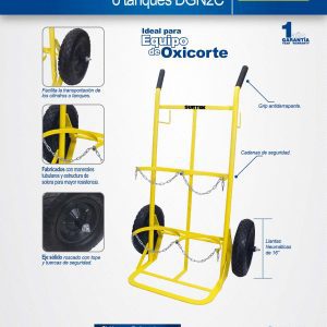 Diablo para cilindros o tanques capacidad 2 cilindros con llanta neumática Surtek