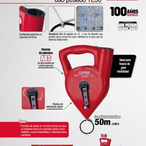 Tiralíneas con cuerpo de plástico 50 m Urrea