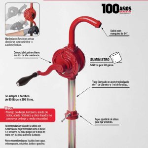 Bomba extractora giratoria para aceite, suministro 5 Lt por 20 giros Urrea