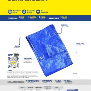 Lona de polietileno color azul ultraligera, 5 x 6 m Foy