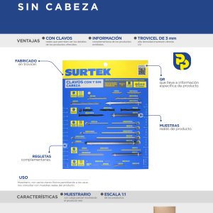 Muestrario de clavos para madera o concreto Surtek