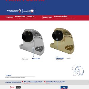 Tope tipo codo para puerta níquel satinado Lock