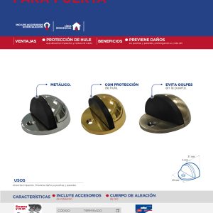 Tope tipo catarina para puerta latón brillante Lock