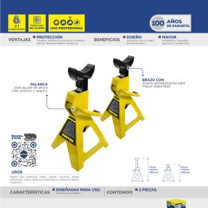 Torres para automóvil de acero, 2 ton, 2 piezas Surtek