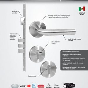 Manija Calabria para entrada función sencilla, mecanismo embutir, en caja Proforza