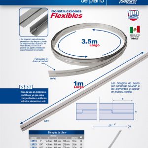 Bisagra piano 1" x 3.5 m, natural, en caja Lock