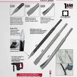 Cincel corta frío para martillos demoledores canal SDS PLUS 22 mm x 250 mm Urrea
