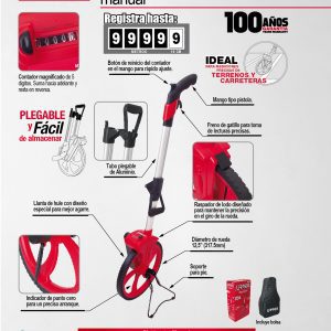 Odómetro con freno 10000 m rueda de 12-1/2" Urrea