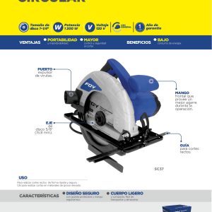 Sierra circular 7-1/4" 1,200 W 120 V , 0 - 4,500 RPM Foy