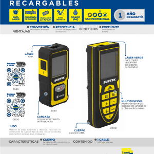 Distanciómetro láser recargable mini, 40 m Surtek