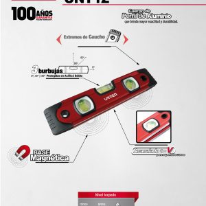 Nivel torpedo magnético anti-impacto acanalado tipo "V" 9" Urrea