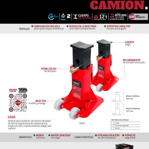 Torres para camión de hierro fundido 12 ton con ruedas, 2 piezas Urrea