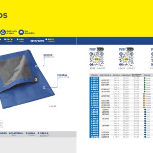 Lona de polietileno color azul con fondo plata, 6 x 9 m Foy