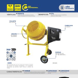 Revolvedora de cemento a gasolina 160 L, 2.5 HP Surtek