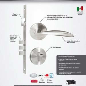 Manija Messina para entrada función doble, mecanismo embutir, en caja Proforza