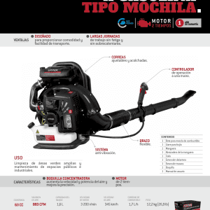 Sopladora con motor a gasolina 63cc Urrea