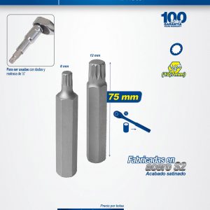 Punta bristol hexágono de 1/2", 12mm 5 piezas Surtek