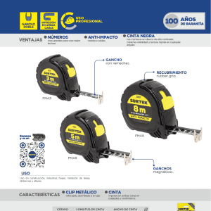 Flexómetro con carcasa anti-impacto cinta color negro 8 m x 25 mm Surtek