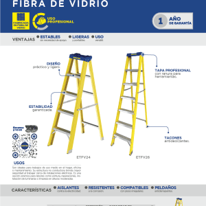 Escalera de tijera tipo II de fibra de vidrio con 6 peldaños Surtek