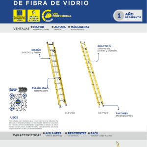 Escalera de extensión tipo II de fibra de vidrio con 28 peldaños Surtek